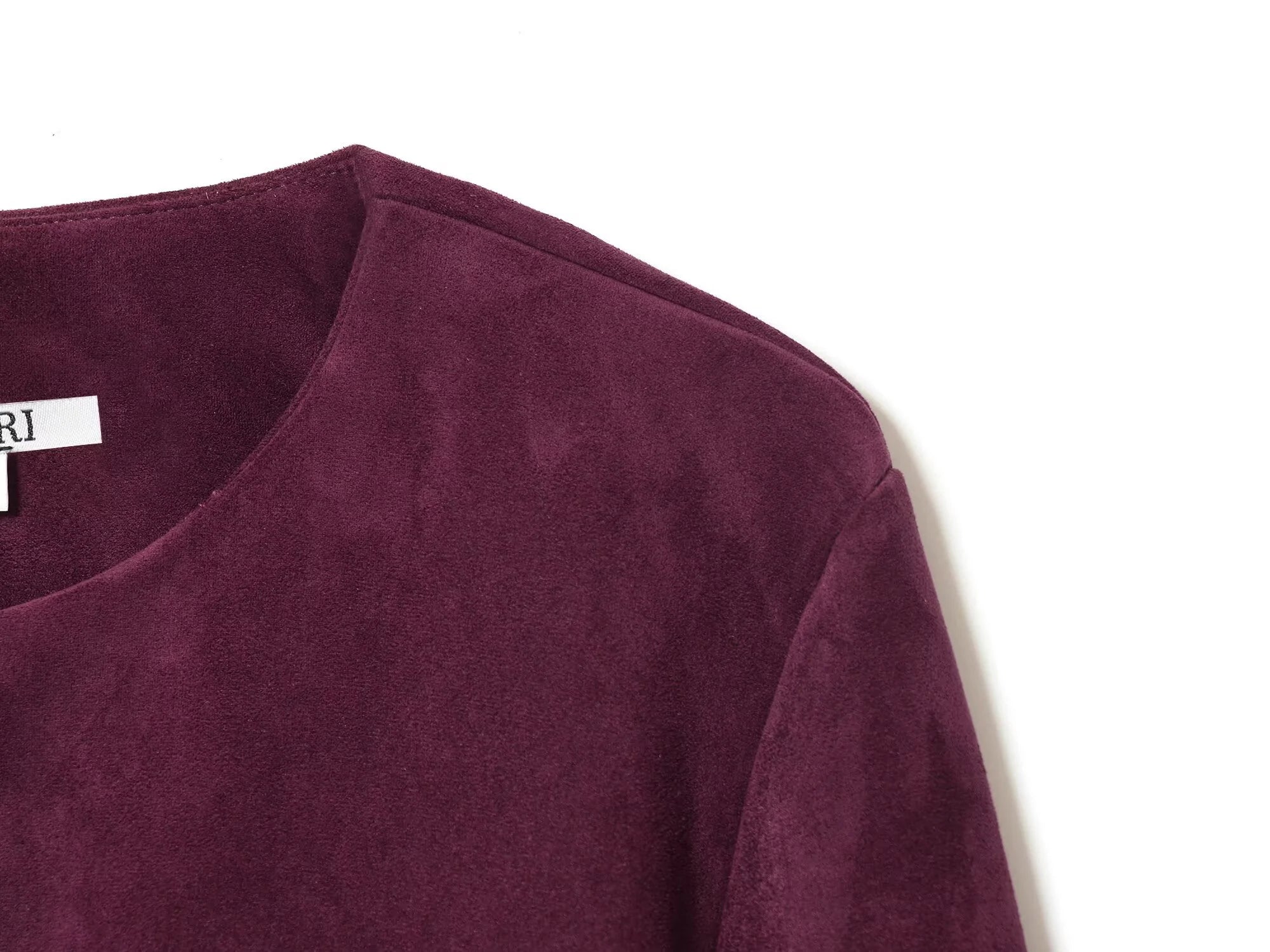 European and American style 2025 autumn new women's round neck with belt and suede texture effect suit jacket