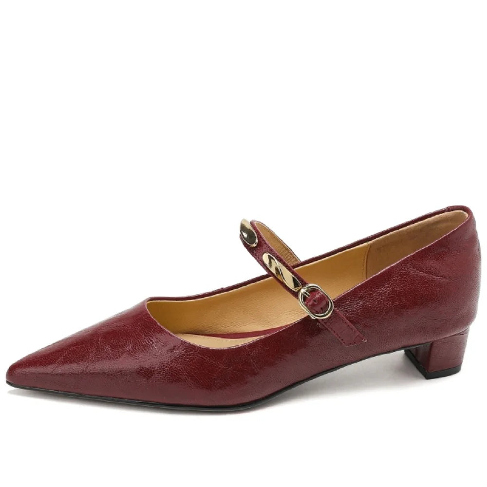 Handmade Genuine Leather Comfortable Mid Heel Single oes Women Work oes Easy to Wear And Not Tiring 34-40