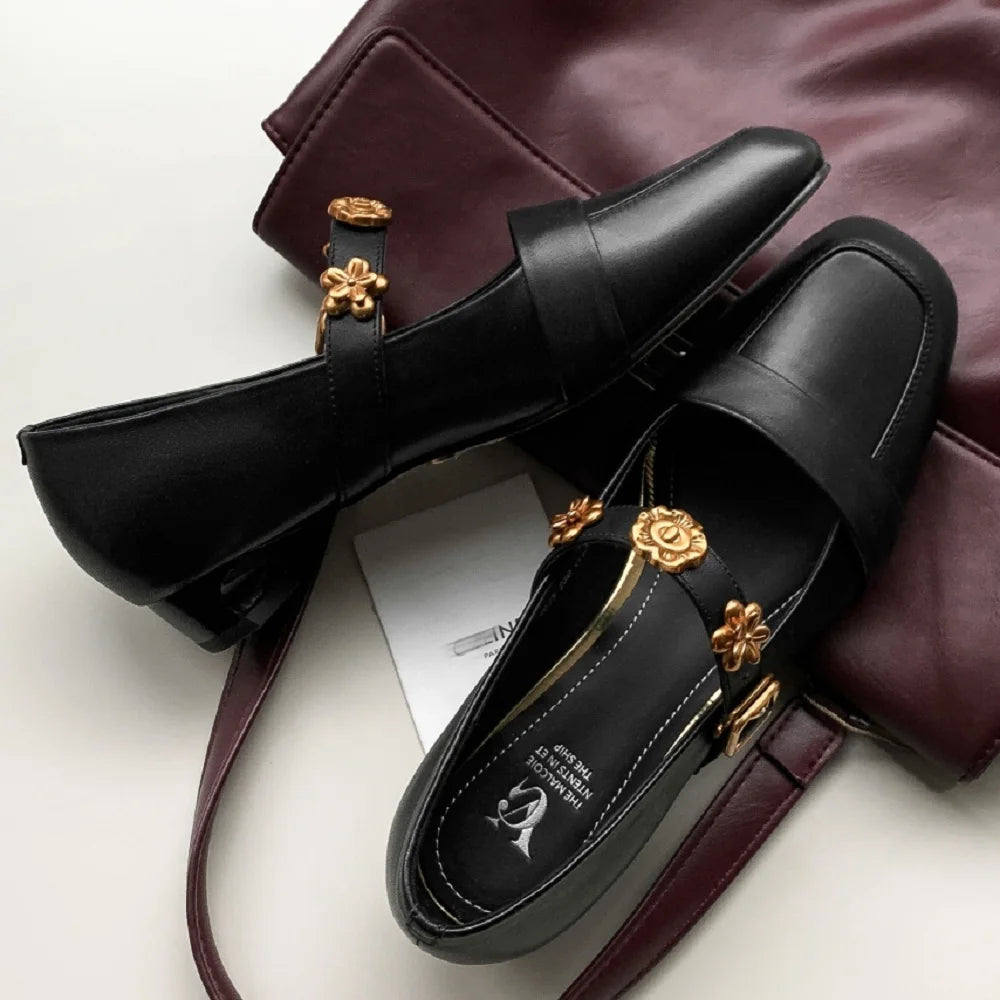 Handmade Genuine Leather Soft and comfortable Metal Buckle Low Cut Toe New Style Versatile Style 33-40