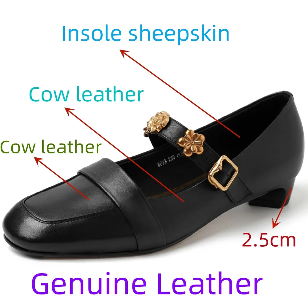 Handmade Genuine Leather Soft and comfortable Metal Buckle Low Cut Toe New Style Versatile Style 33-40