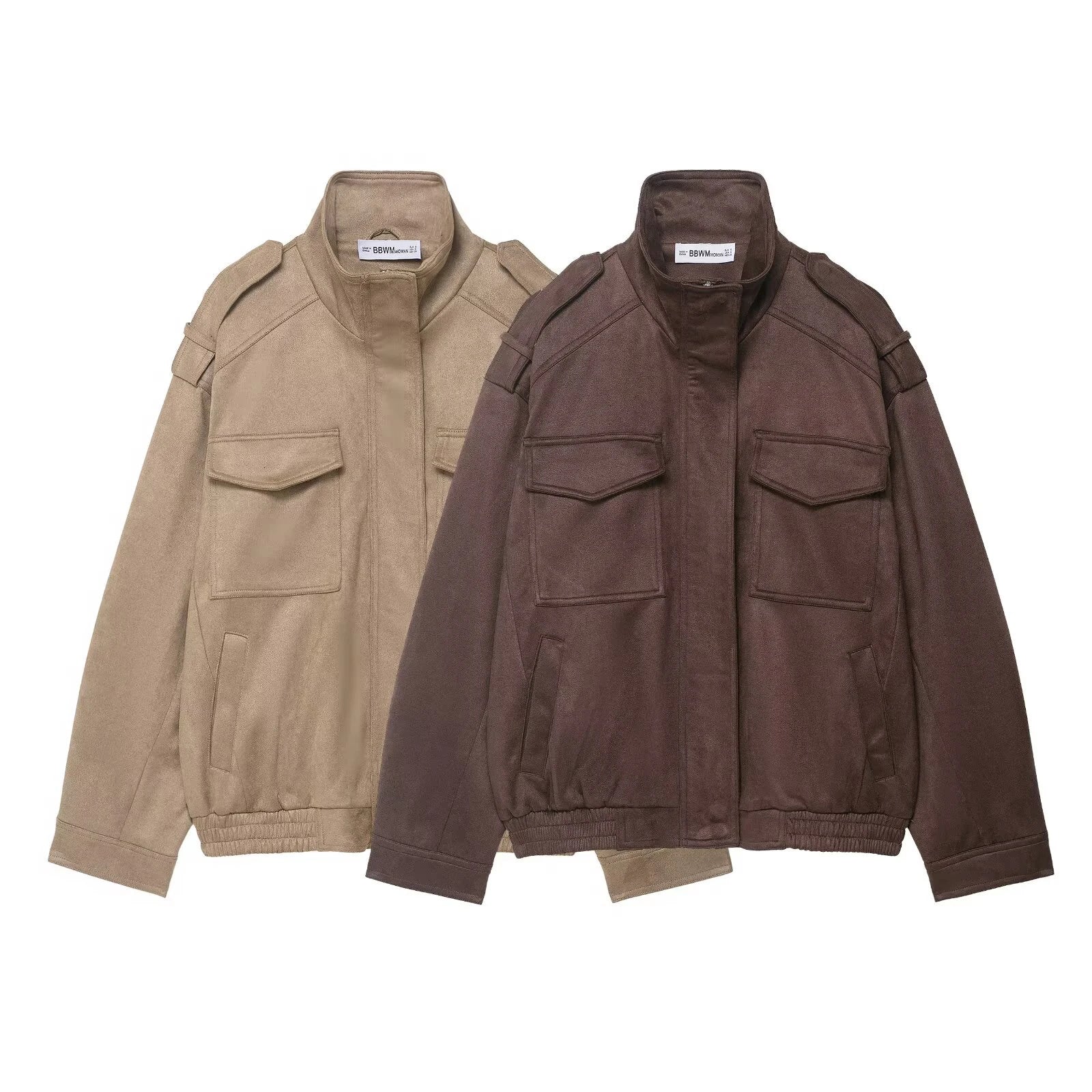 2025 autumn new American standing collar workwear short casual loose suede jacket jacket