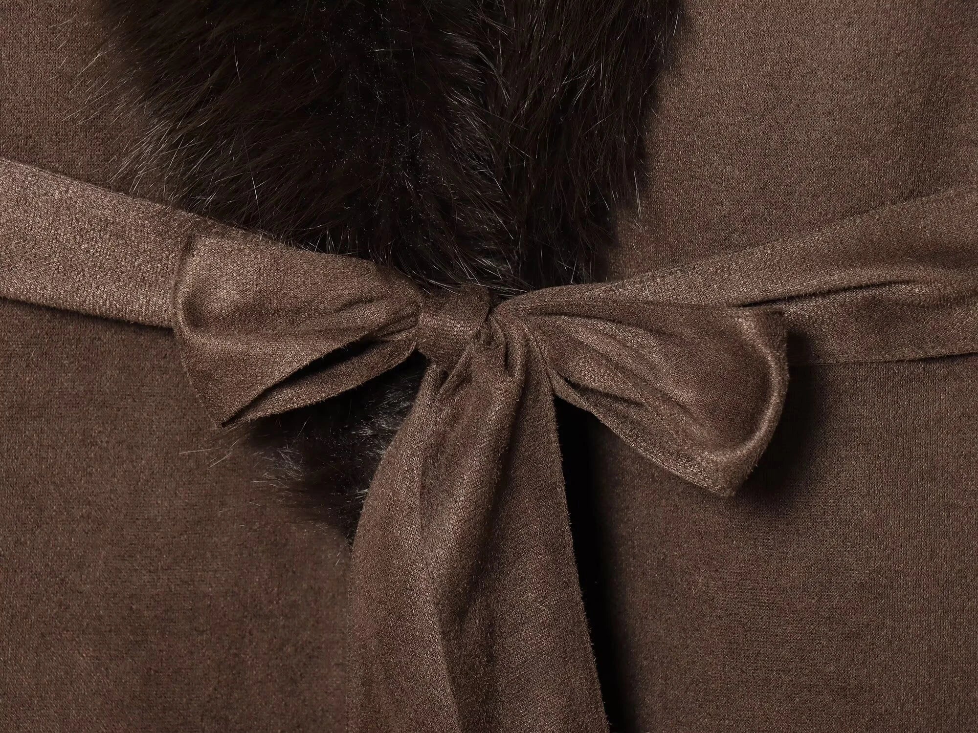 European and American style 2025 winter new product women's clothing artificial fur effect belt long coat jacket