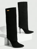 Autumn and Winter New High-heeled Knee High Women's Boots with Pointed Sleeves, Sexy Fashion Boots, Plus Size Skirt Boots
