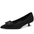 Handmade Comfortable French Pointed Toe Mid Heels Women's New Square Buckle Slip-On Shoes Commuting Shoes 34-40