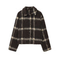 2025 Autumn New Product Women's Clothing High end Retro Lazy Style Pocket Hairy Plaid Jacket Jacket