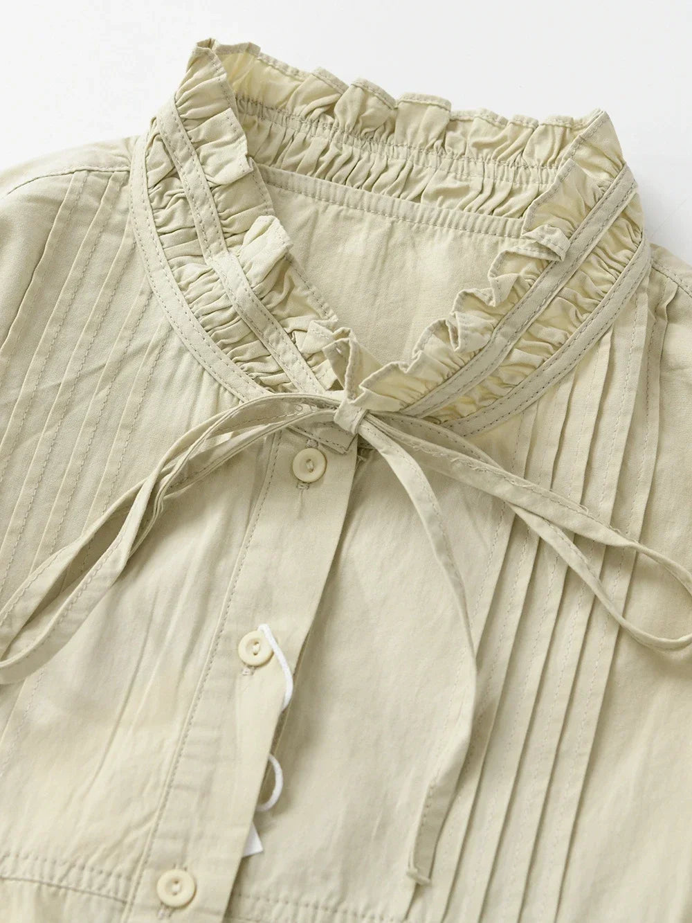 100% Cotton Vintage Elegant Chic Long Puff Sleeve Ruffled Collar Loose Blouse 2025 Fall Spring Sweet Victorian Edwardian Shirt