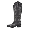 Onlymaker Women Pointed Toe Side Zipper Embroidered Western Cowboy Boots Block Heel Vintage Fashion Tall Cowgirl Boots