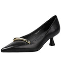 Handmade Genuine Leather Metal Buckle Pointed Toe Mid Heel Soft and comfortable Women's Version 34-40