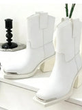 2026New Advanced Metal Square Head Women's Knight Boot Thick High Heel Sleeve Versatile Comfortable Women's Long Boots