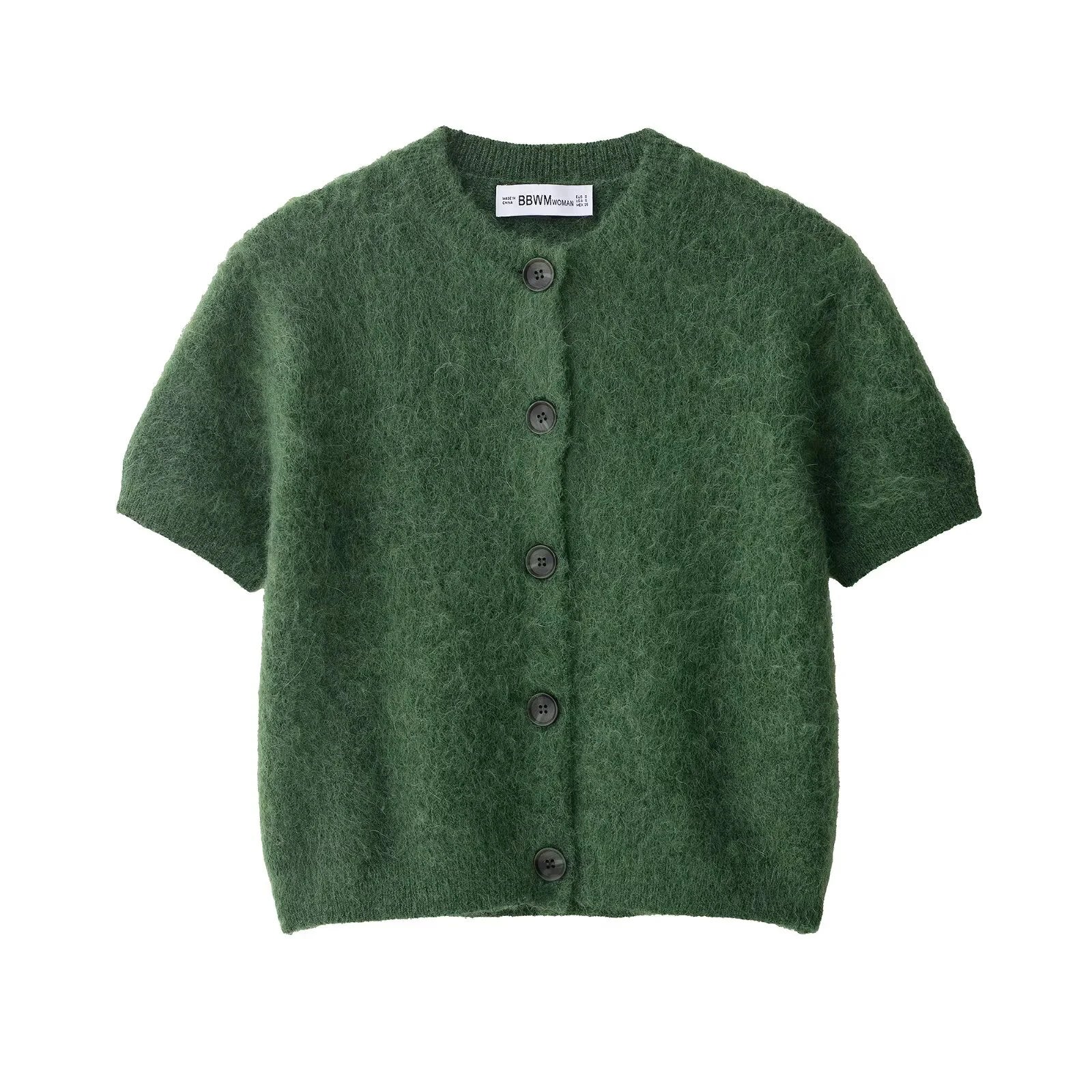 2025 autumn new women's clothing sweet and fashionable round neck short sleeved knitted cardigan short jacket