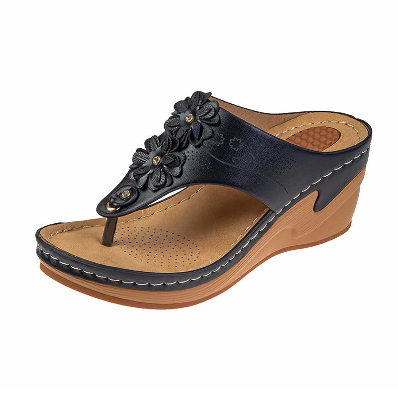 Plus Size Shoes for Women Summer Women Floral Flip Flops Fashion