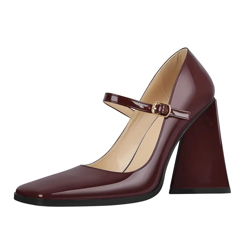Women Mary Jane Square Toes Chunky Heels  Plus Size Pumps
