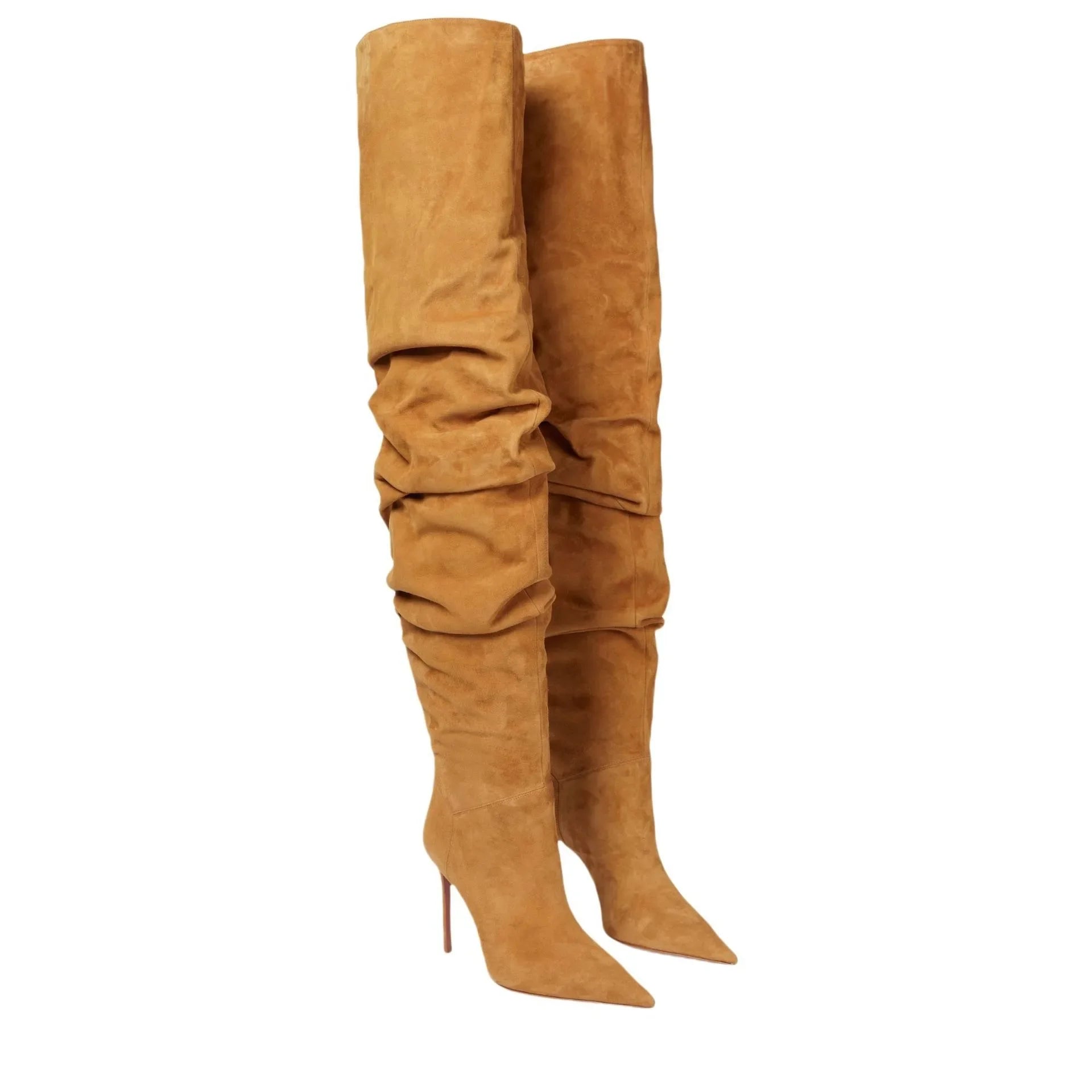 Fashion Pointed High Heels Thigh Boots Autumn and Winter Sexy Over The Knee Suede Women's Pile Boots