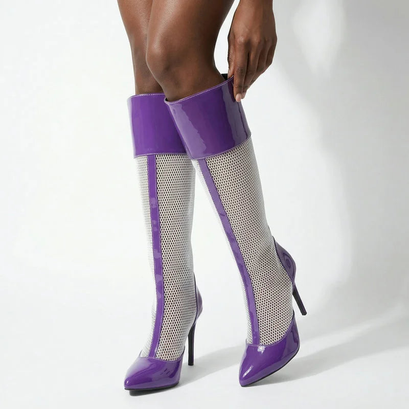 2026 Spring/Summer Women's Stiletto High Heels Mesh Strap Cool Boots Pointed New Style 34-48 Large Short Boots