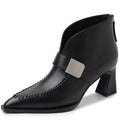 New Handmade Genuine Leather Soft and comfortable Pointed Toe Boots Chunky High Heels Shoes Ankle Boots 33-40