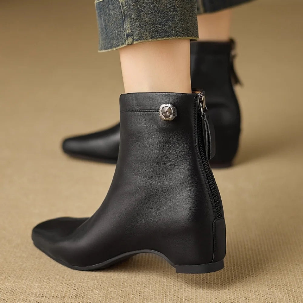 Handmade Women Genuine Leather Invisible high heels Ankle Boot Luxury Minimalist Autumn Winter Cross-Border 34-40