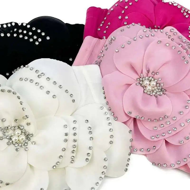 Women's Fashion High End Big Flower Bead Sweet Camisole Trendy Solid Color Sling Female 2025 Spring New Items 11A02254