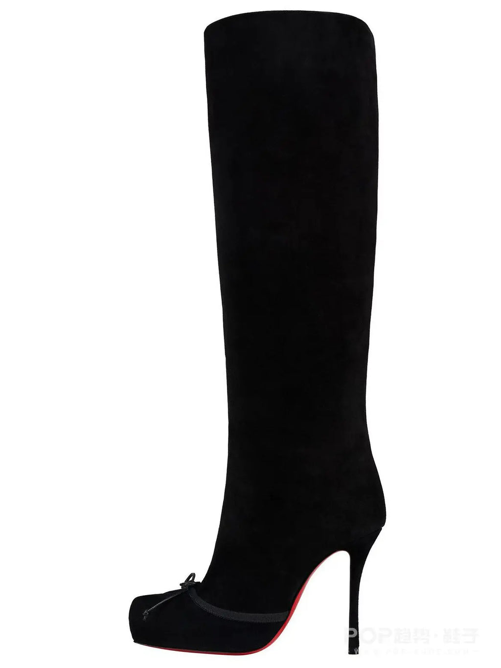 2026 Women's Autumn and Winter Fashionable Black High-heeled Knee High Boots with Square Toe and Side Zipper, Women's Midsole Boots