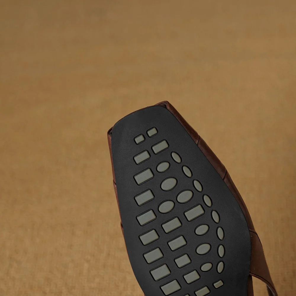New Brand Genuine Leather Summer Sandals Pointed Toe Sandals Shoes for Women Handmade 33-42