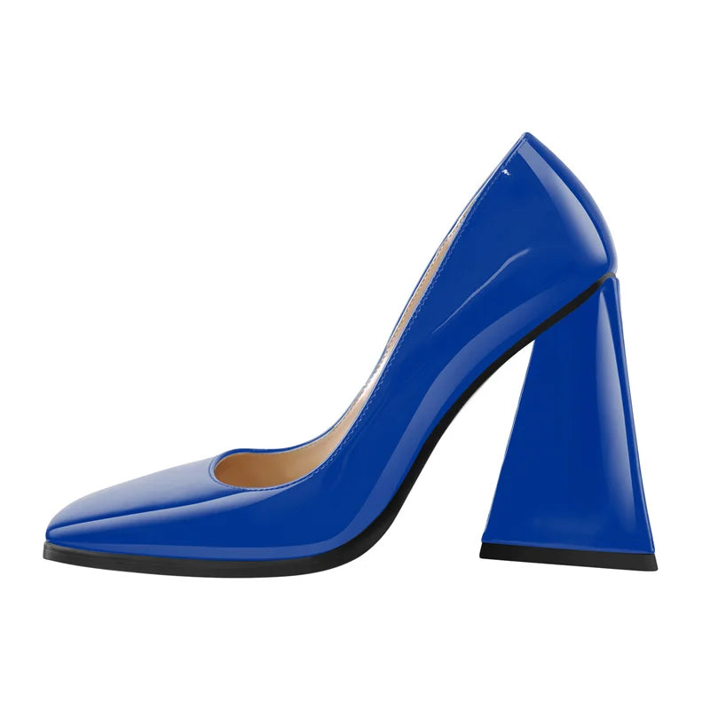 Women's Pumps Square Toe Triangle Block High Heels Black Nude Fashion Office Party Dress Big Size Pumps