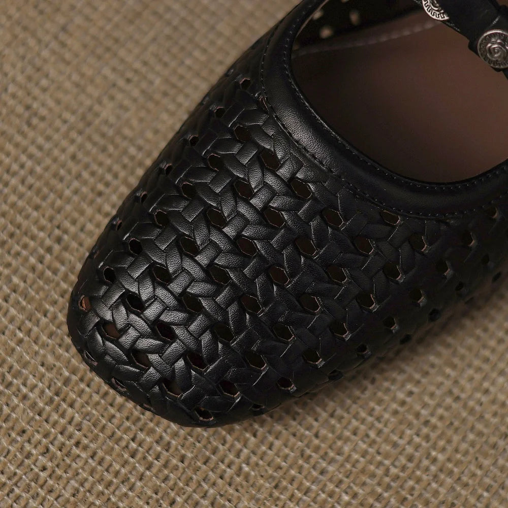 Handmade Genuine Leather Sandal Women Covered Toe Low Heel Butterfly Knot Party Dating Sandals Office Ladie 34-40