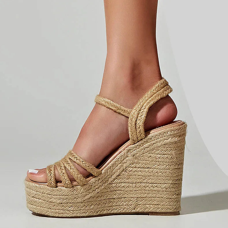 Espadrilles Spring summer bohemian wedges platform peep toe women sandals