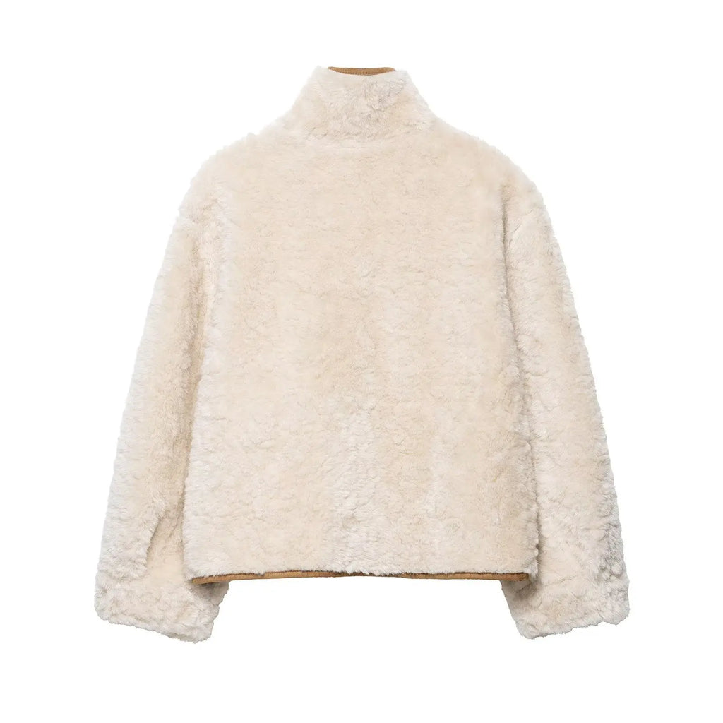 Women Fashion With Pockets Double-Sided Wear Jackets Casual High Neck Long Sleeves Female EleChic Lady Outfit