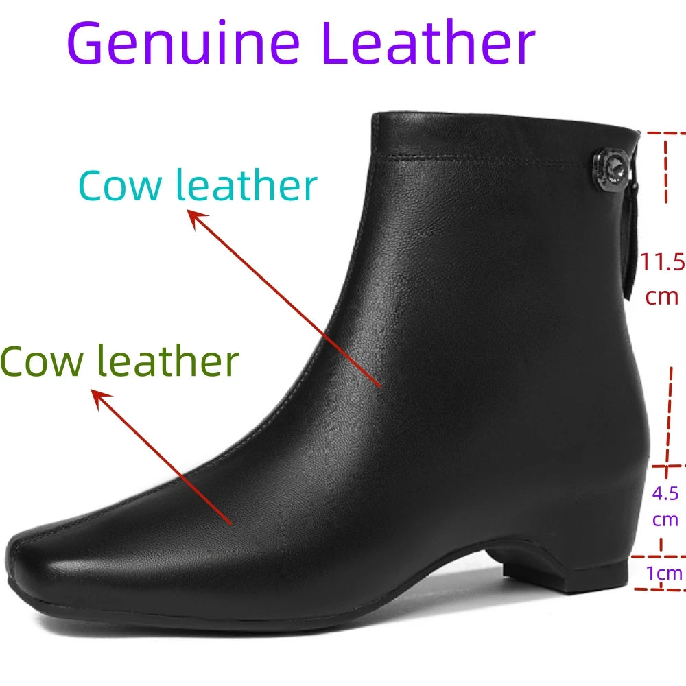 Handmade Women Genuine Leather Invisible high heels Ankle Boot Luxury Minimalist Autumn Winter Cross-Border 34-40