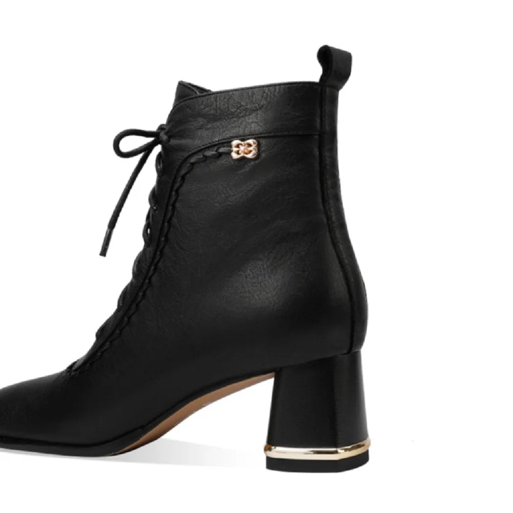 Woman Handmade Genuine Leather Soft and comfortable Ankle Boots Ladies Casual Shoes Modern Square Toe 33-43