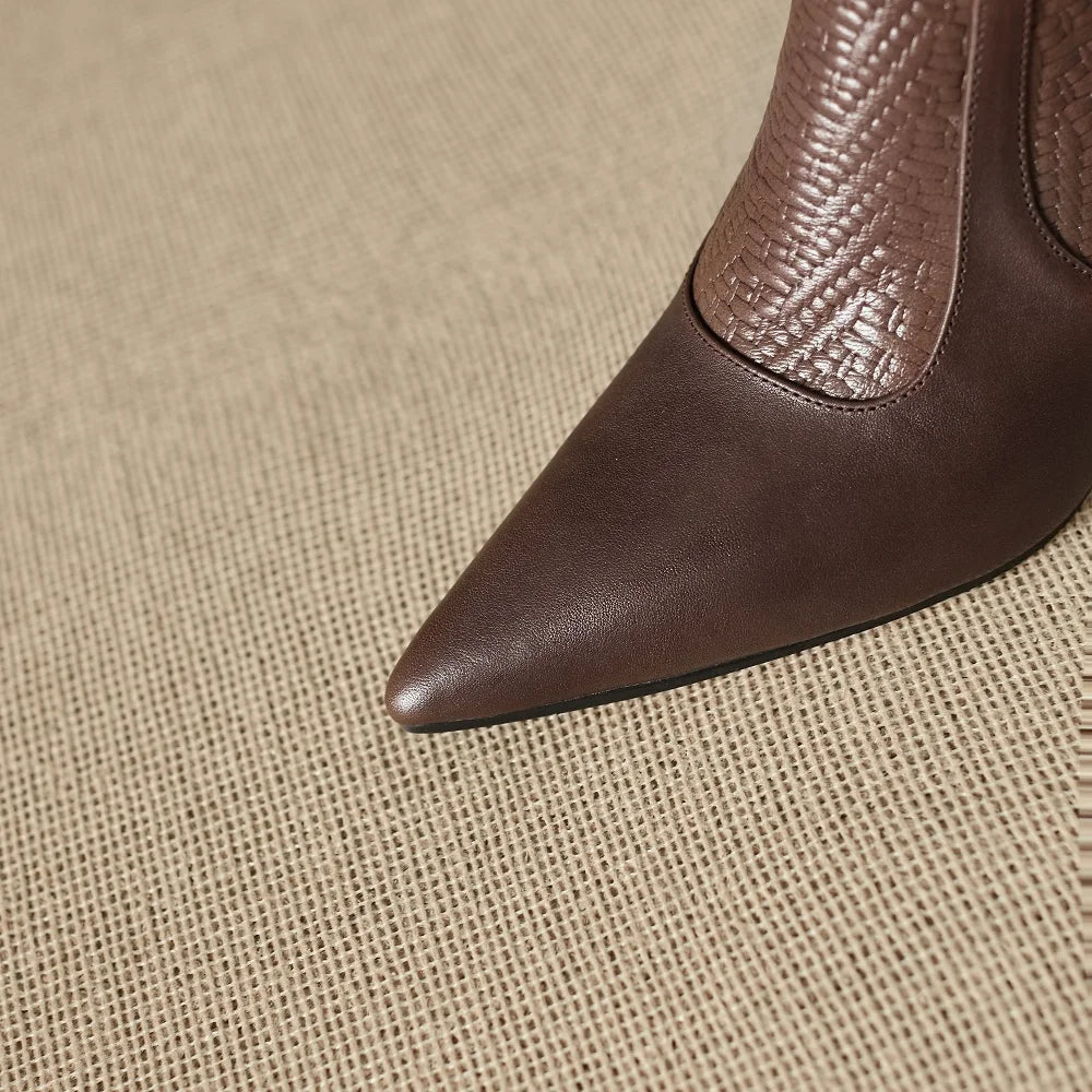 Women's Handmade Genuine Leather Soft and comfortable Short Boots New High-heeled Banquet Shoes 34-40