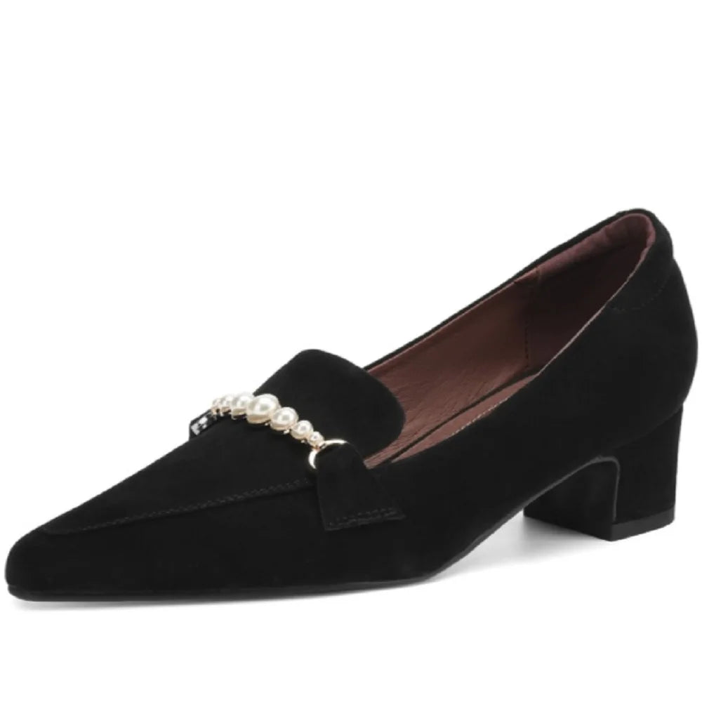 Handmade Brand Genuine Leather Shoes Pointed Toe Oxford Shoes Mid Heels Designer Sewing Dress shoes 34-43