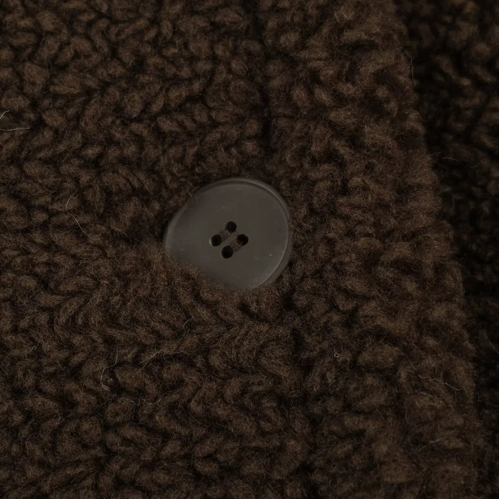 2025 winter new women's clothing lazy style lapel long sleeved simple temperament lamb wool fleece long coat jacket