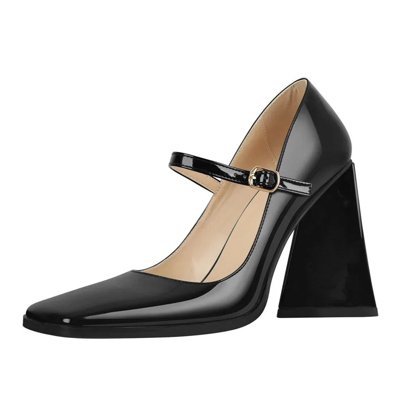 Women Mary Jane Square Toes Chunky Heels  Plus Size Pumps
