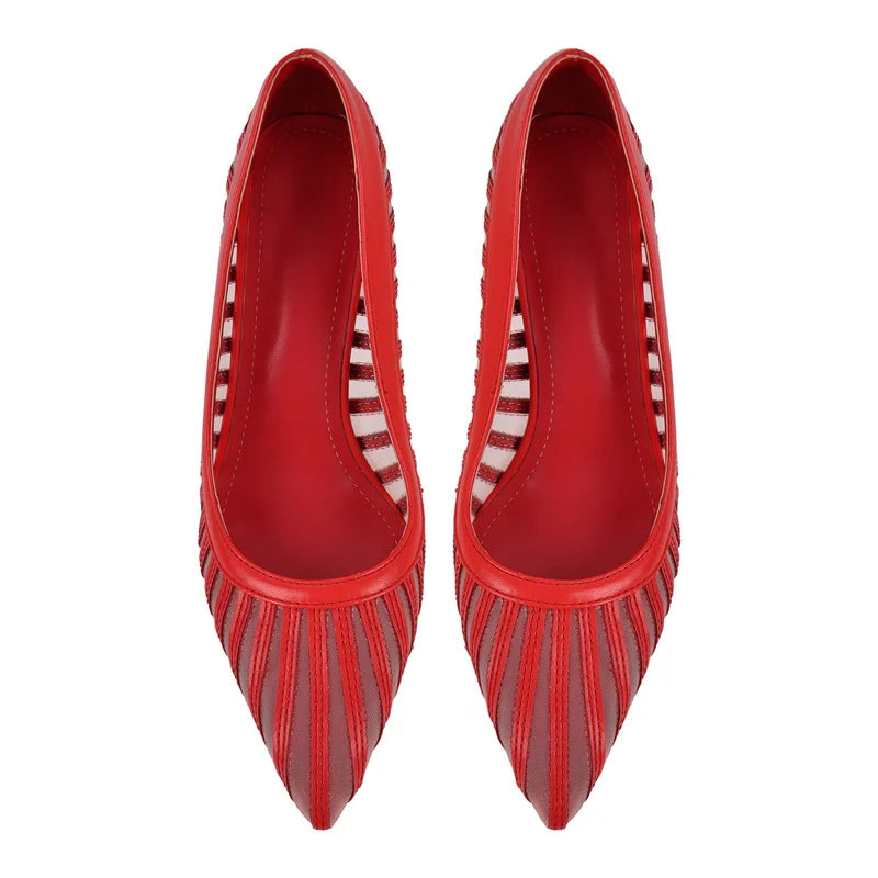 Women  Pointed Toe Mesh Pumps High Heeled Big Size  Slip On Stiletto Pumps