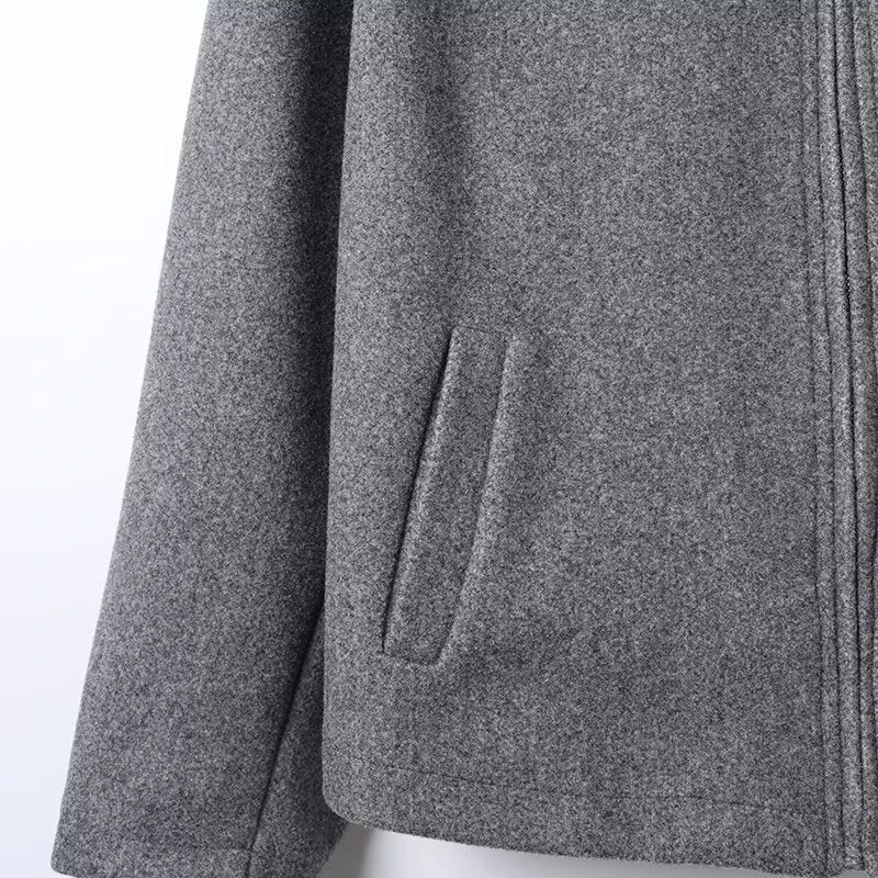 Autumn and Winter New Product Women's Fashion Simple and Versatile Flip Collar Long Sleeve Wide Zipper Short Woolen Coat