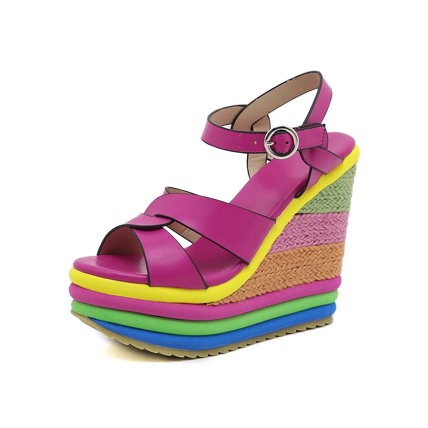 Women Shoes Plus Size 34-43 Summer 2026 Elegant Wedge Ankle Buckle High Heel Pumps Sandals Comfortable Platform Shoes