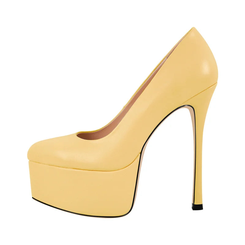 Women  Pointed Toe Pink Platform Pumps High Heeled Big Size Slip On Women Stiletto Pumps