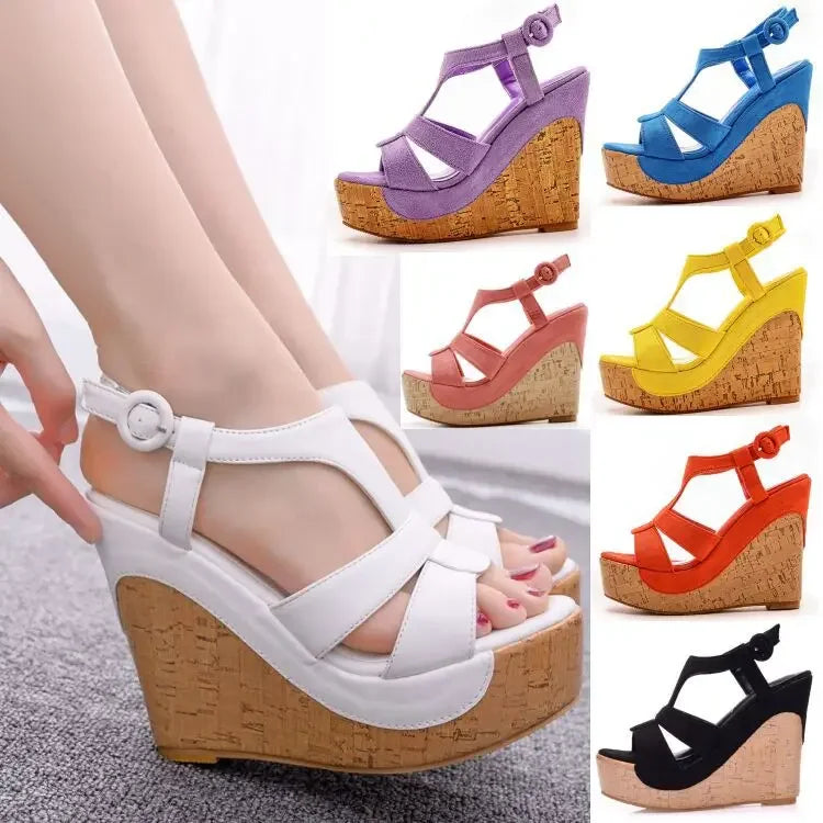 Platform Sandals Summer Fashion Women Bohemia Style High Heel Fish Mouth Peep Toe Wedges Shoes f