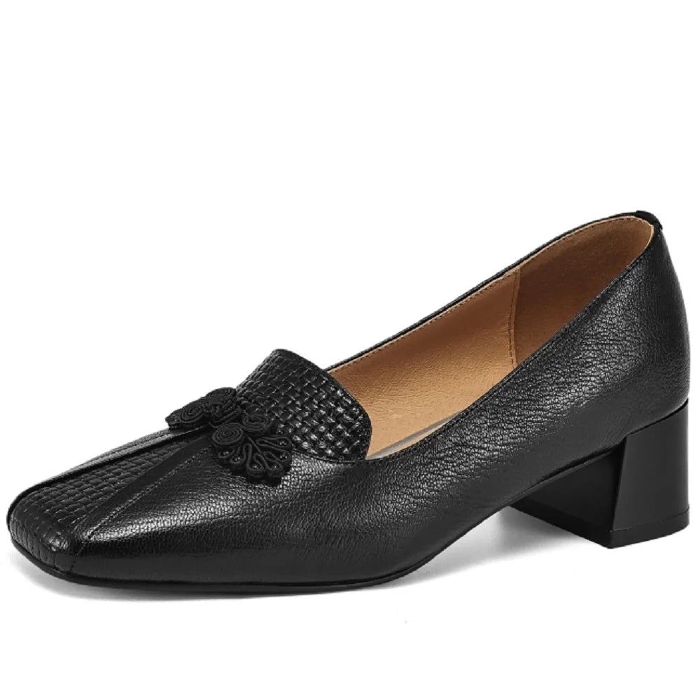 Women Brand Handmade Genuine Leather Fashion Sweet Comfort High Heel Shoes Lady Cute Office Shoes 34-41