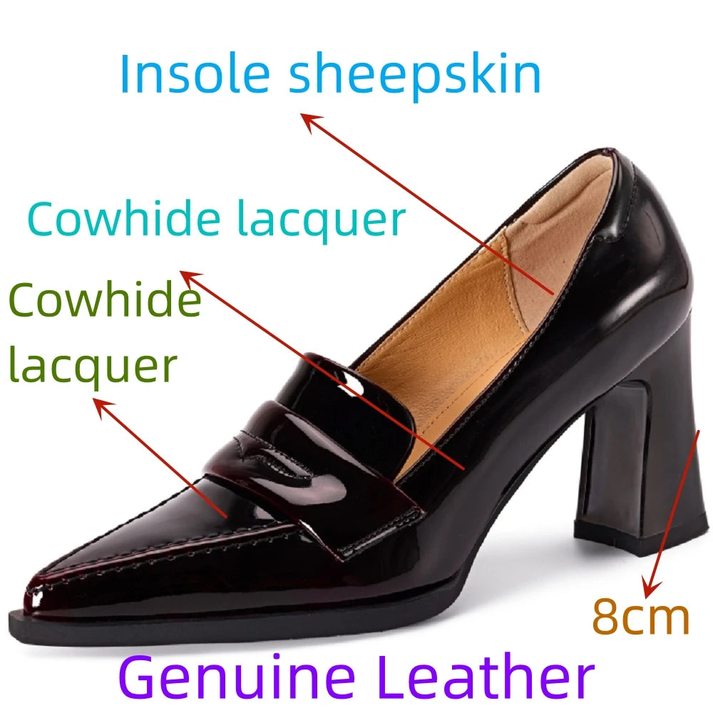 Women Handmade Genuine Leather Soft comfortable Pointed-Toe High-Heel Shoes Solid-Colour Style Extra-Tall 33-40