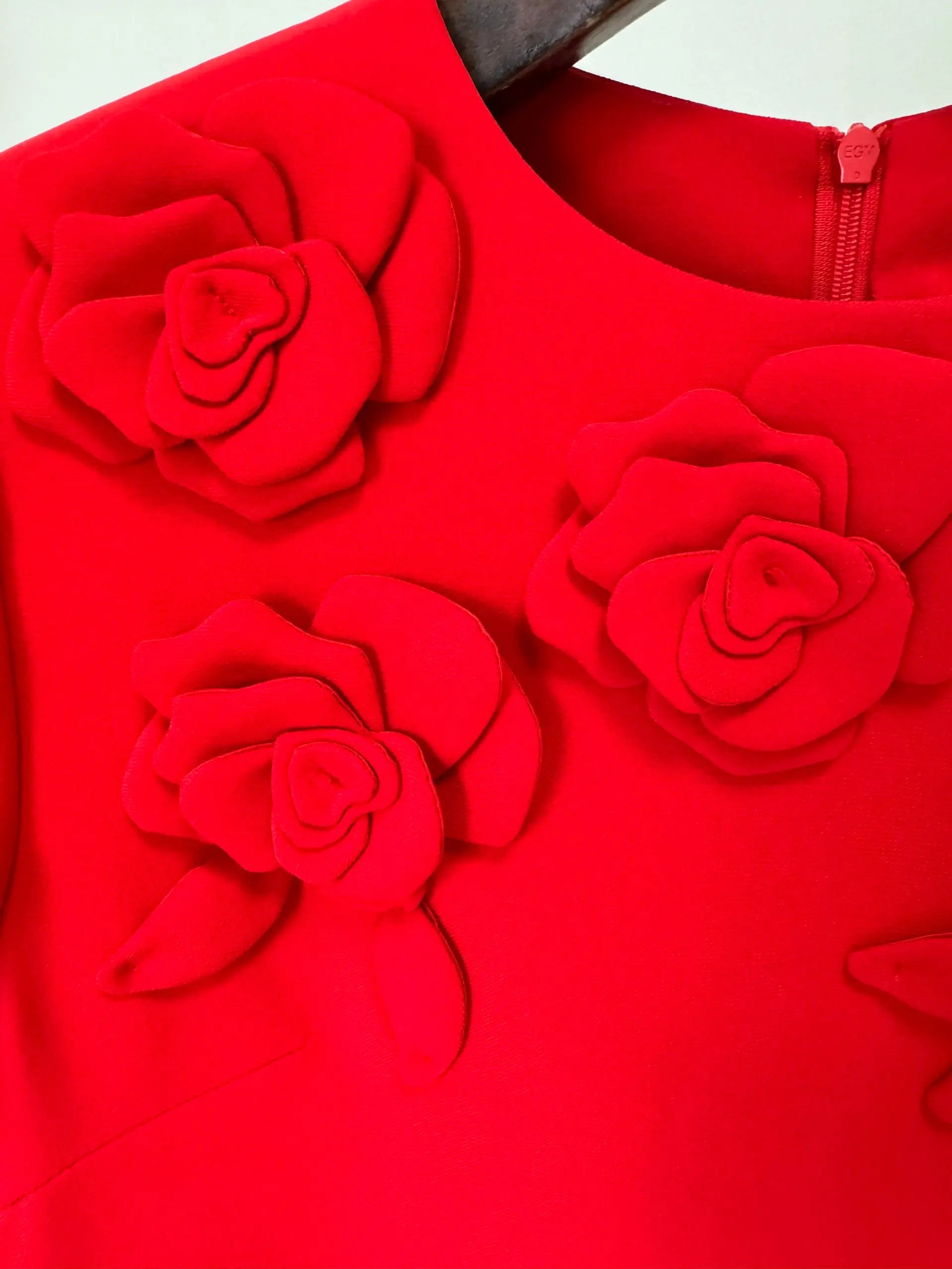 STREET Newest Fashion 2026 Designer Women's Short Sleeve Flowers Appliques Dress