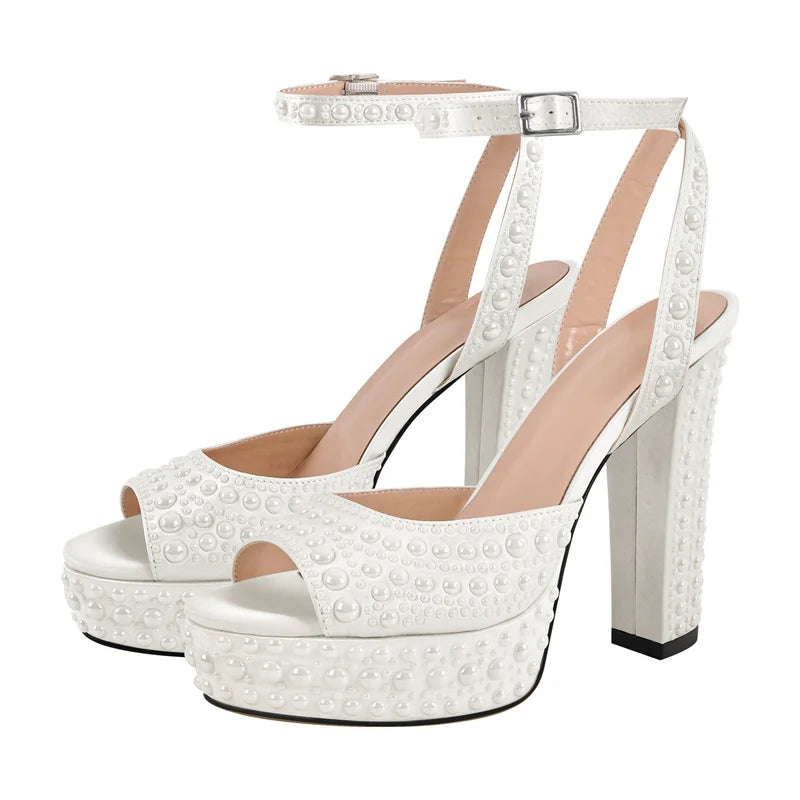 Women  Platform Open Toe Heeled Sandals Buckle Summer Sandals