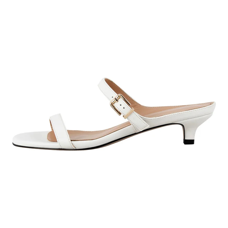 Women Open Toe Leopard kitten-heel Sandals Slip On Summer Sandals