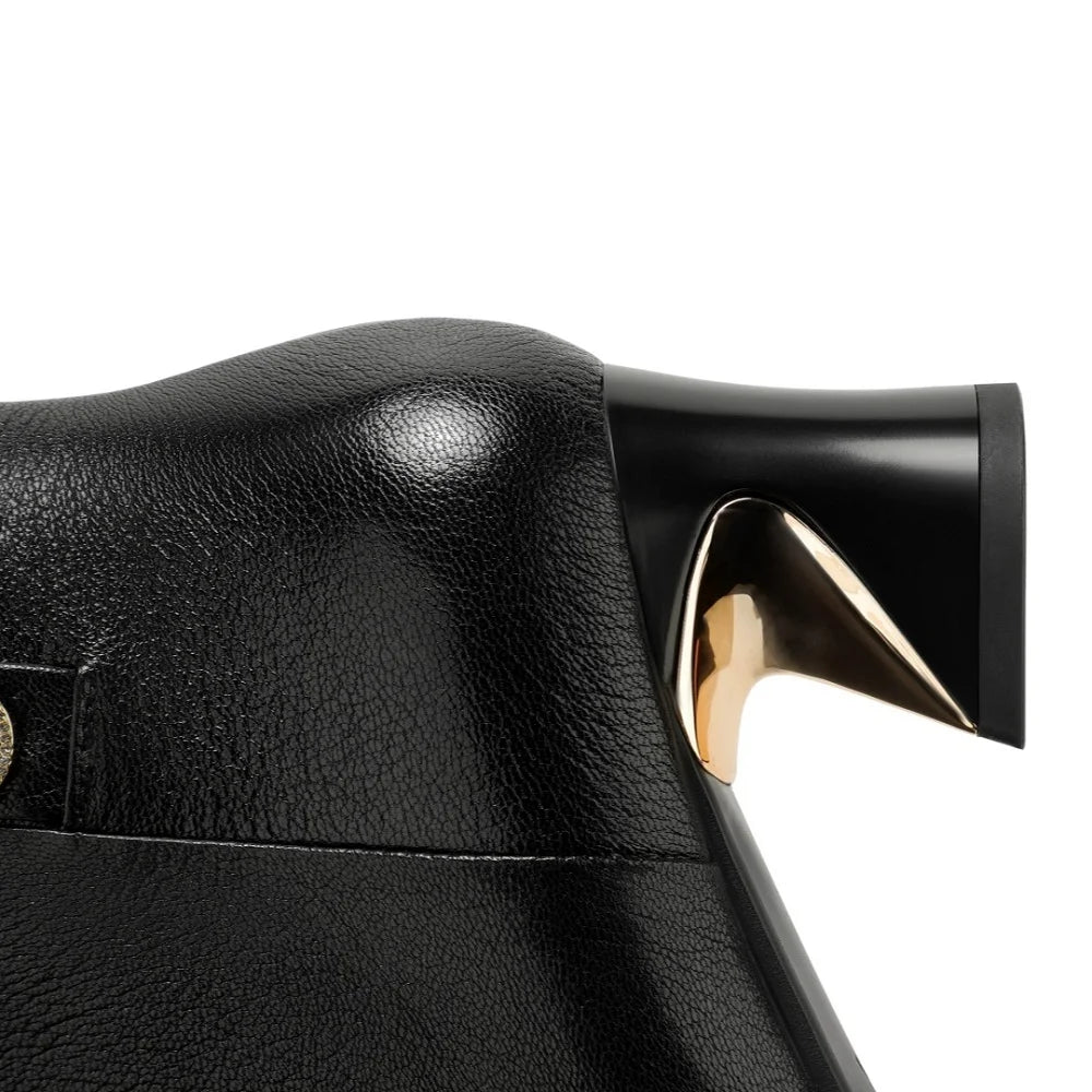 Women's Autumn Winter Handmade Genuine Leather Soft and comfortable Mid Heel Pointed Toe Versat 33-41