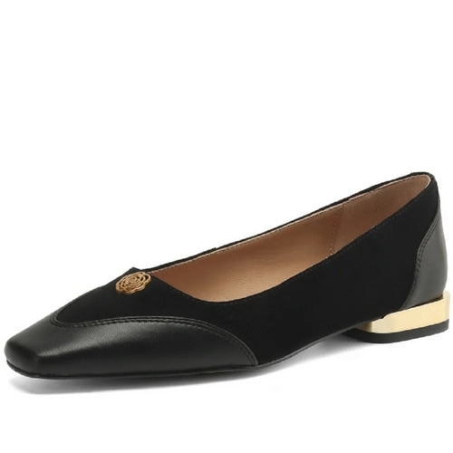 Handmade Genuine Leather Low Cut Metal Heel Women's Shoes Comfortable Casual Footwear  34-40