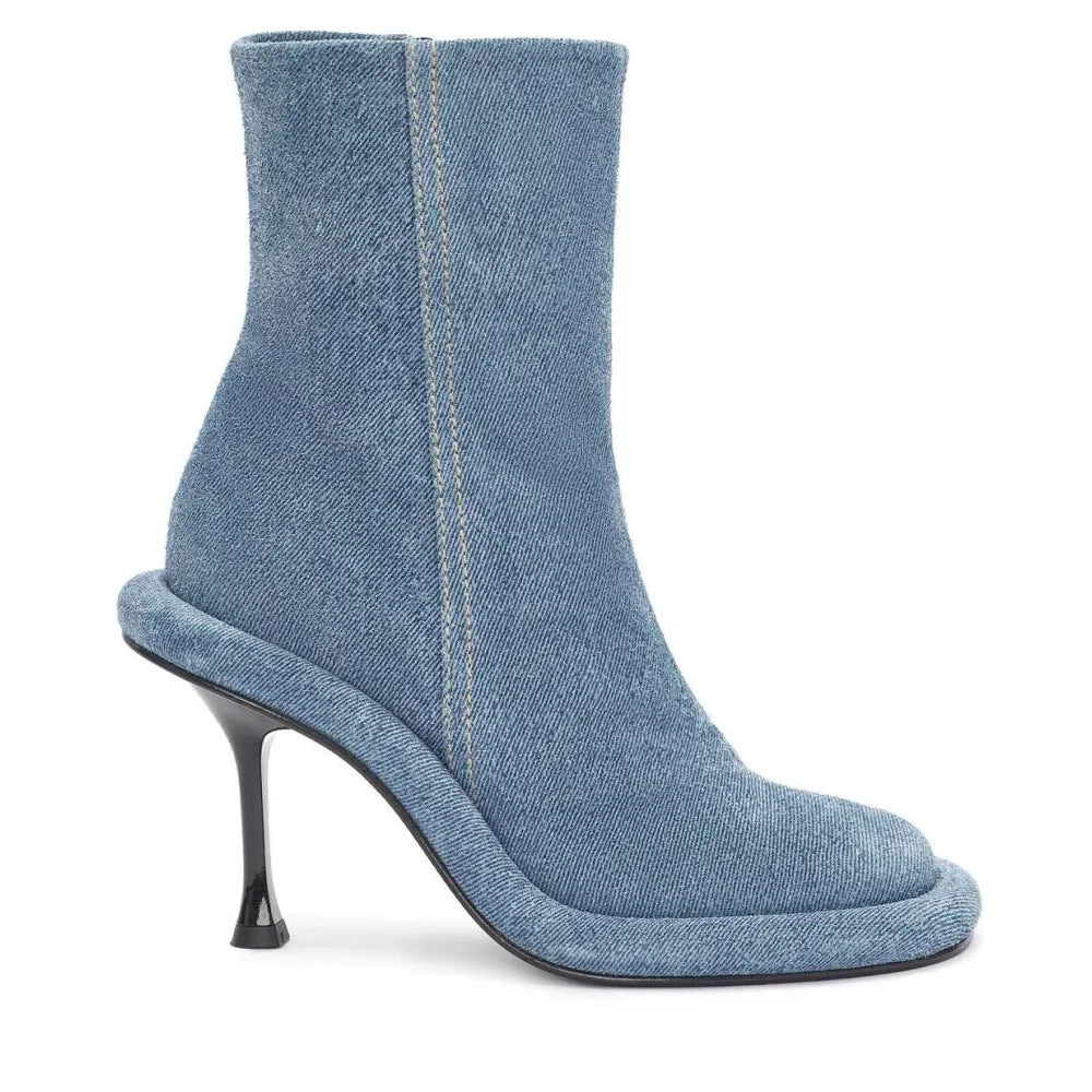 2026 Women's New Slim High-heeled Knee High Boots with Side Zipper Round Toe 34-43 Large Mid Length Boots