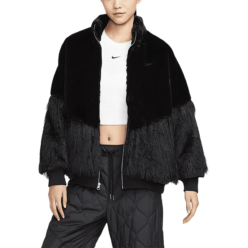 Nike Official Authentic Sport Women's Patch Fashion Trend Stand Collar Jacket HV8464-010