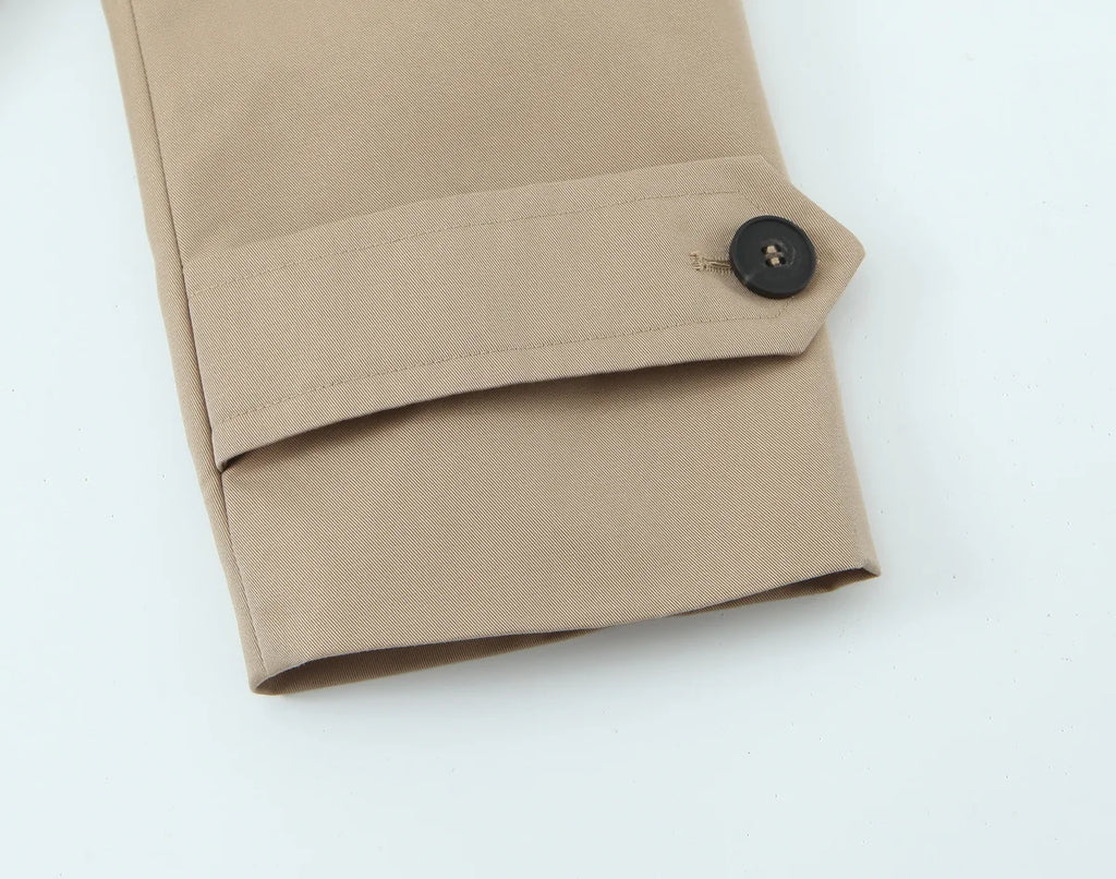 Women Double Breasted Cropped Trench Jacket Long Sleeves for Female Autumn Winter Outerwear