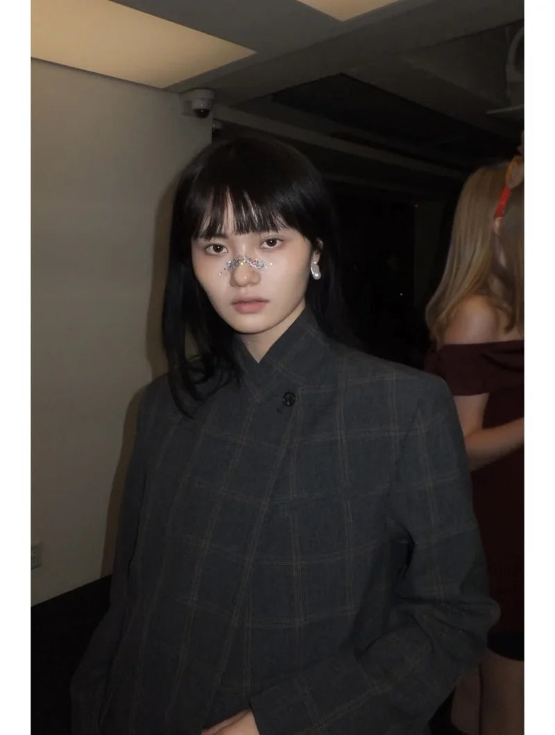 2026spring women's new products commuting all kinds of fashion slits design stand collar one button casual plett suit jacket