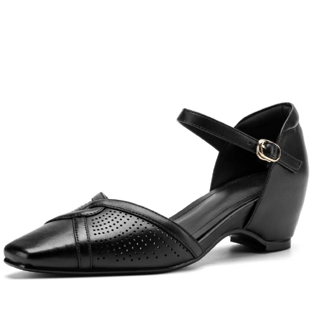 Women's Handmade Genuine leather carving British style slip-on flats retro elegant ladies daily dress shoes 34-40